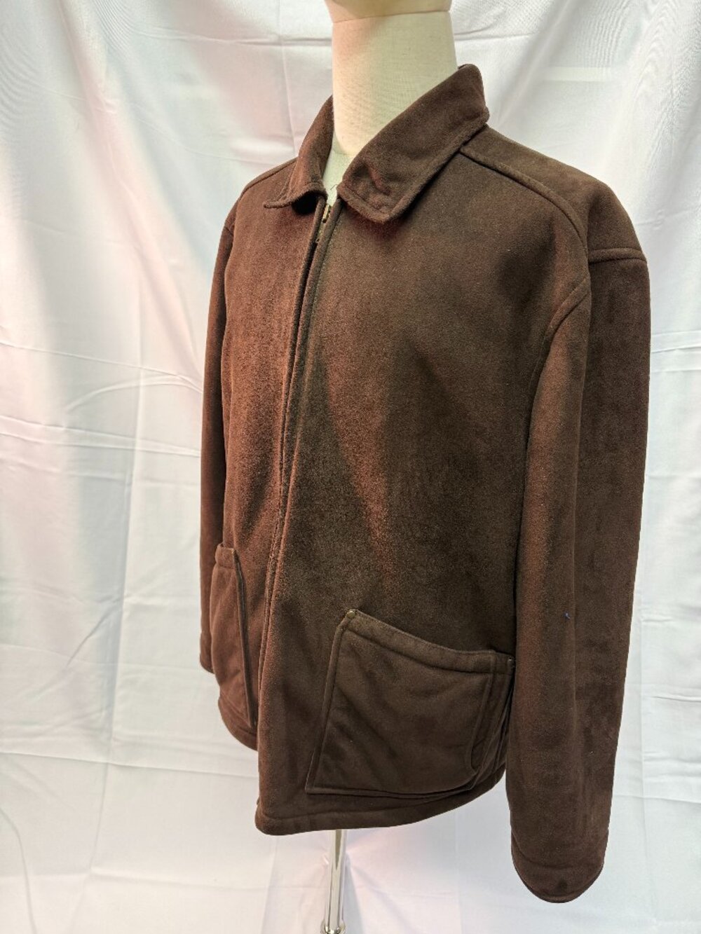 Columbia Brown Suede-Look Sherpa Lined Full Zip Jacket Men's XL